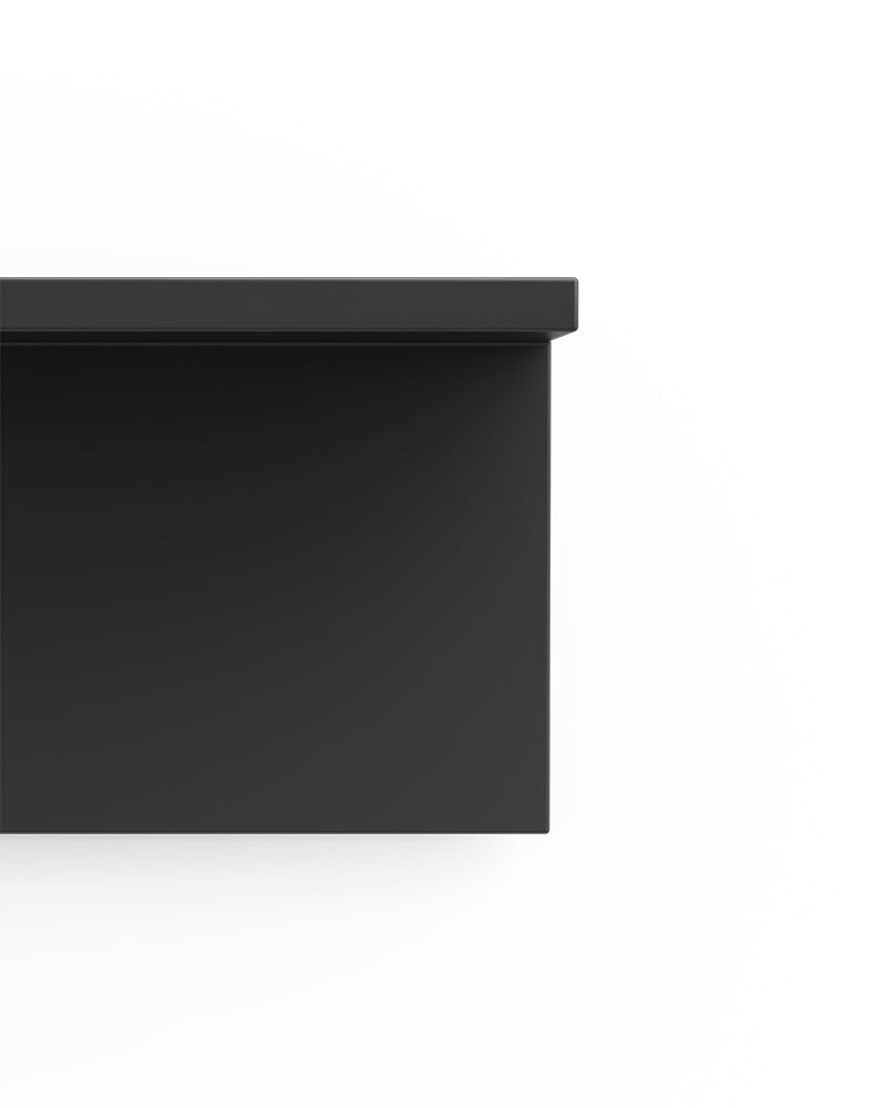 Display Black 130cm hylde i sort melamin fra Ästetik med melamin overflade til frisørudstyr