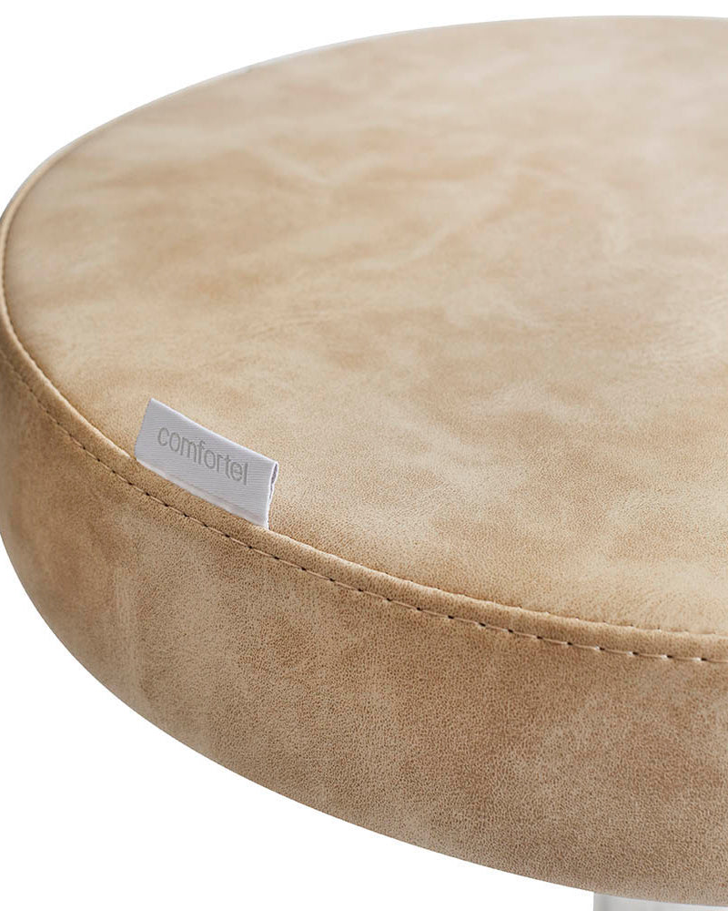 Round Sand - Smėlio spalvos meistro kėdutė su chromuotu žvaigždės formos pagrindu