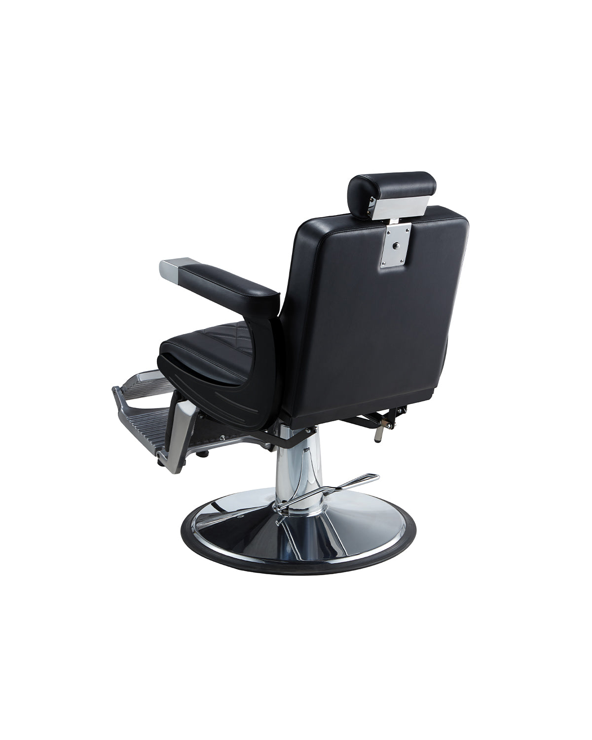 Dave - Juoda barber kėdė su chromuotu apvaliu pagrindu