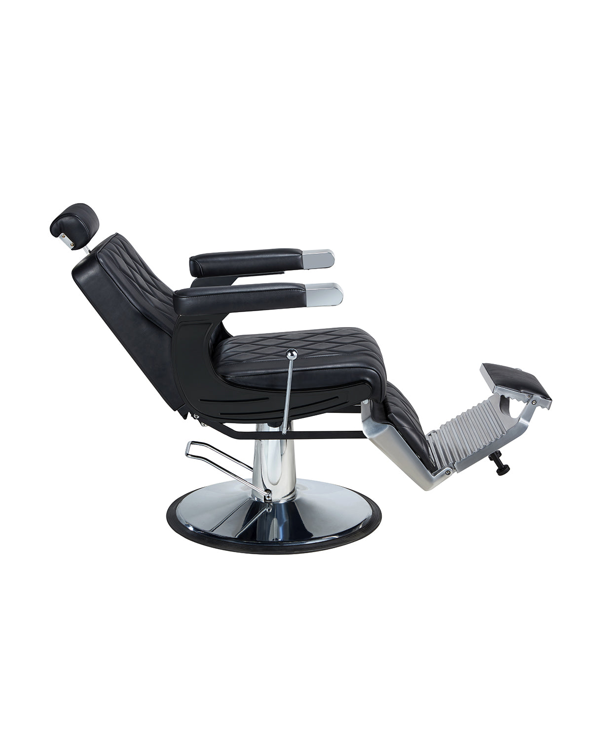 Dave - Juoda barber kėdė su chromuotu apvaliu pagrindu