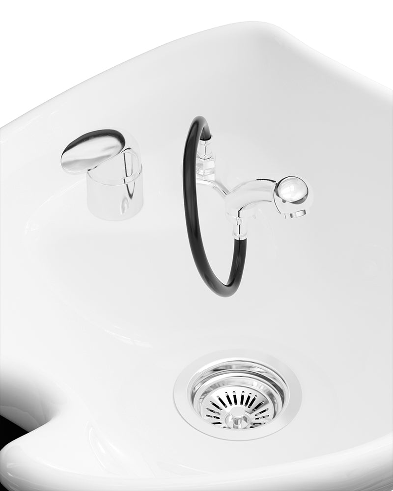 Fredda II murstensfarvet massagevask med hvid kumme fra Solida Furniture, frisørudstyr til frisørsalon