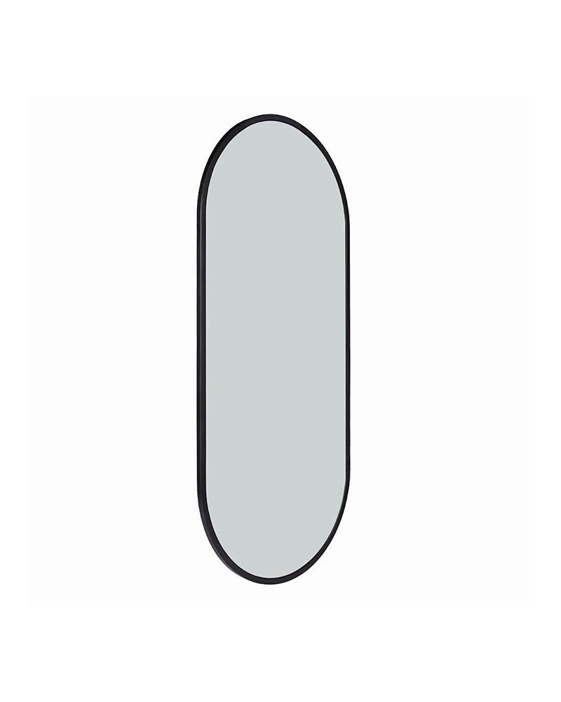 Onyx oval - Salono veidrodis - Juoda stiklinė lentyna