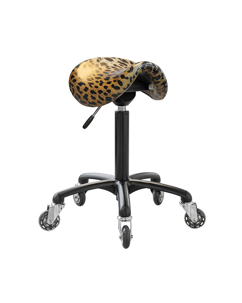 Stella - juoda balno kėdutė su leopardo apmušalu ir ratukais