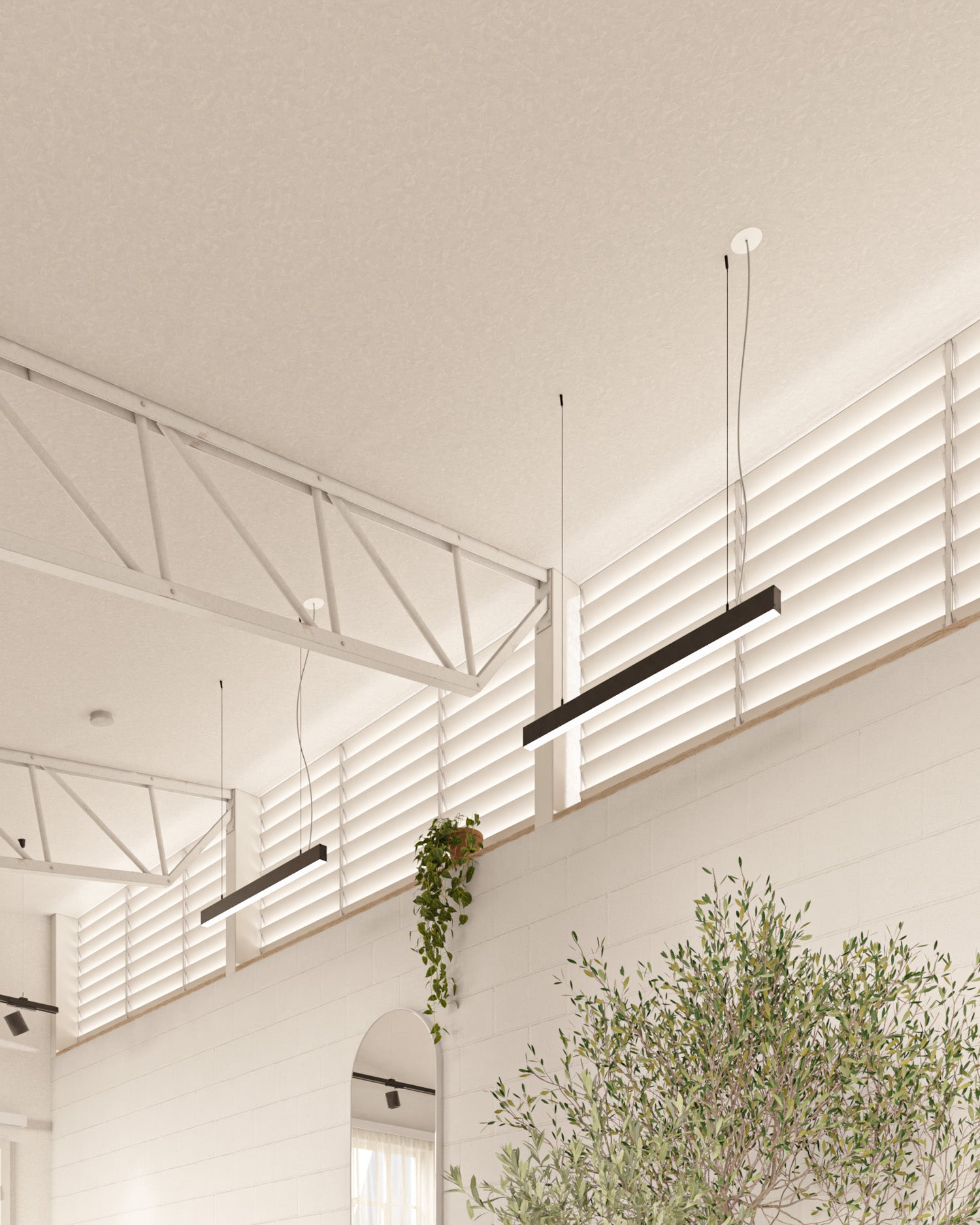 Sunbeam LED - Juoda kirpyklos šviesa su plienine viela
