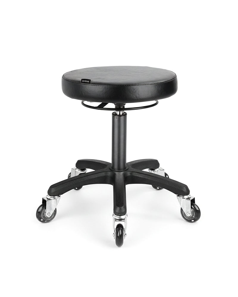 Round Black - Juoda meistro kėdutė su juodu žvaigždės formos pagrindu