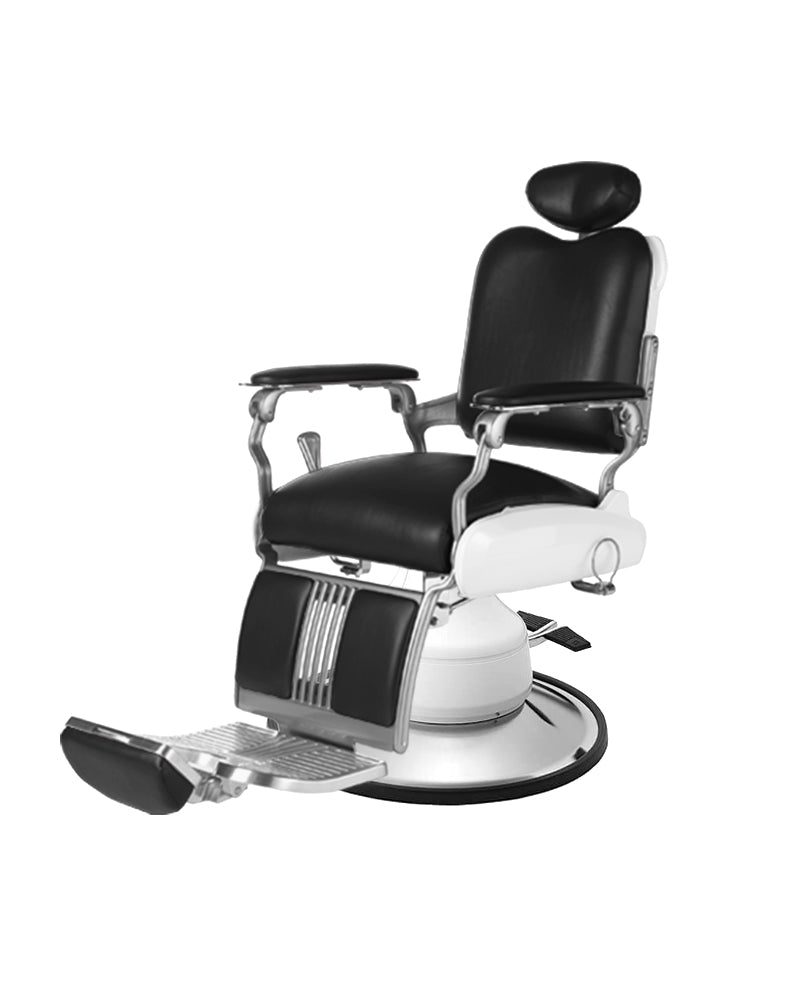 Legacy 95 - Juoda ir balta motorinė barber kėdė